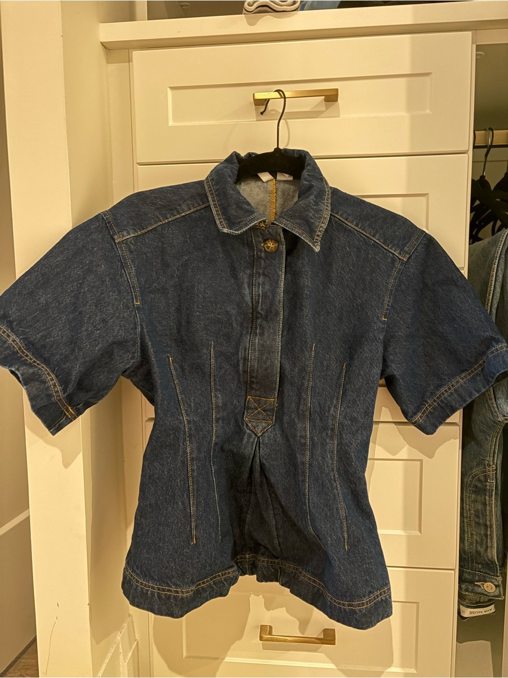 H&M Dark Blue Denim Button-Down Shirt